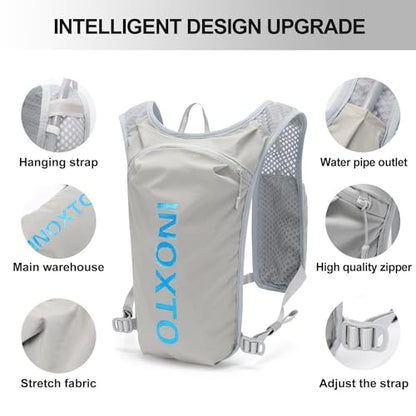 INOXTO Running Hydration Vest Backpack,Lightweight Insulated Pack with 1.5L Water Bladder Bag Daypack for Hiking Trail Running Cycling Race Marathon for Women Men - color: Light gray Blue