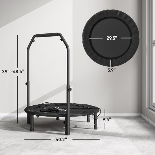 Soozier 40" Foldable Mini Trampoline Fitness Rebounder for Adults - color: Black