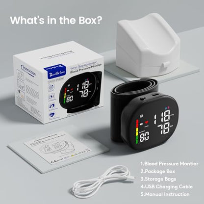 Double love Wrist Blood Pressure Monitor for Home Use - Black