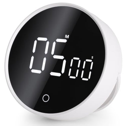 GeeRic Digital Kitchen Timers, 199 Minutes Countdown Countup Rotary Timer, Large LED Stopwatch, Volume Adjustable Kitchen, Study, Workout, and Office Timer White