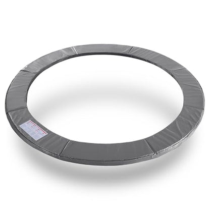 Exacme Trampoline Pad Replacement 16 15 14 13 12 10 8 Foot, Waterproof Safety Spring Cover Round Frame Pad, No Hole for Pole - color: Grey, size: Fit 15FT Frame Only, style: Without Opening Design