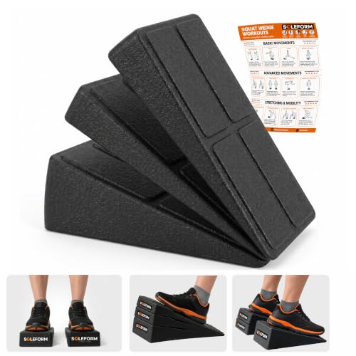 Heel Elevated Squat Wedge Block, 5 Adjustable Angles Weight Lifting Slant Board for Calf Stretching, Adjustable Lightweight Support for Mobility, Weight Lifting, Yoga and Home Gym Exercise