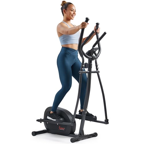 Sunny Health & Fitness Smart Upright Elliptical Machine with Pulse Sensor - size: 11" Stride