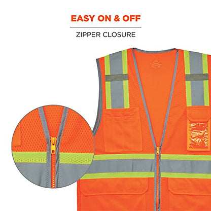 Ergodyne GloWear 8246Z ANSI High Visibility Two Tone Mesh Safety Vest with Reflective Binding, Lime, 2X-Large/3X-Large - color: Lime, size: XX-Large-3X-Large