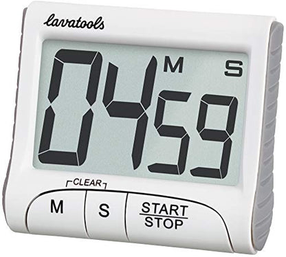 Lavatools KT1 Digital Kitchen Timer & Stopwatch, Large Display, Bold Digits, Simple Operation, Loud Alarm, Magnetic Kickstand for Cooking and Classroom - color: Milk