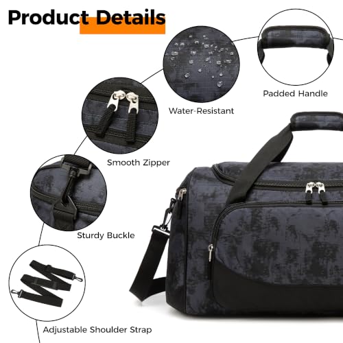 Uarition Gym Bag for Men & Women - 50L Duffle Bag for Travel, Black Tie-Dye - color: Black Tie-Dye