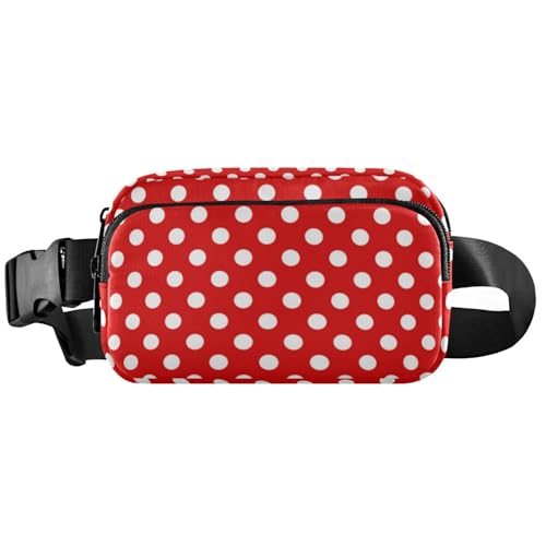 Red White Polka Dot Pattern Belt Bag for Women Men Fanny Pack Small Waist Pouch Crossbody Bags for Outdoor Hiking Running Travel - color: Polka Dot