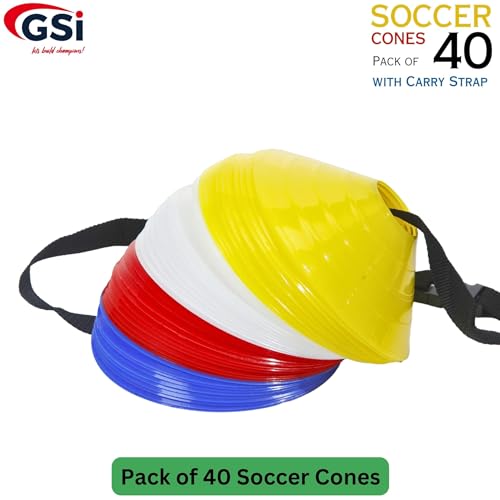 GSi Sports Training Cones for Soccer, PE & Agility Drills - style: Regular - 40 Pack