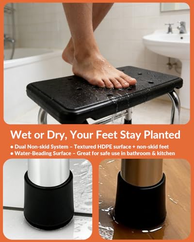 Step Stool, 440 lbs Heavy Duty Stainless Steel, Non-Skid Platform for Adults, Lightweight Portable Foot Stool for Kitchen Bathroom Bedroom RV Home Office