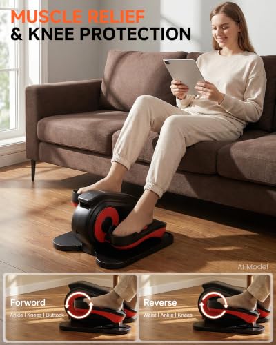GORISE Under Desk Elliptical Exercise Machine for Seniors, Leg Exerciser as Seen on TV, Seated Pedal Exerciser with Remote Control & 10 Adjustable Speed for Home Ussage, 003 with Foot Massage - style: 001 with Foot Massage