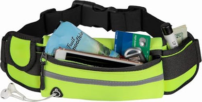 Slim Running Belt Fanny Pack, Adjustable Waist Pack Phone Holder, Sweatproof Runners Pouch for Jogging, Workout, Travel, Neon - color: Green