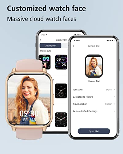 RUIMEN Smart Watches for Women (Answer/Make Call, 2 Bands), 1.8", Pink - color: Pink