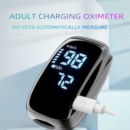 Finger Pulse Oximeter, Fingertip Blood Oxygen Saturation with Pulse Monitor, Oximeter with Lanyard, Pulse Oximeter for Sport and aviation use (black)