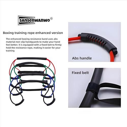 𝘀𝗮𝗻𝘀𝗲𝗻𝘄𝗮𝗻𝘄𝗼 Boxing Resistance Bands for Speed, Strength – Ideal for Fighters, Fitness Enthusiasts to Enhance Combat Techniques and Home Training with Varied Resistance Levels - color: Blue 2.0