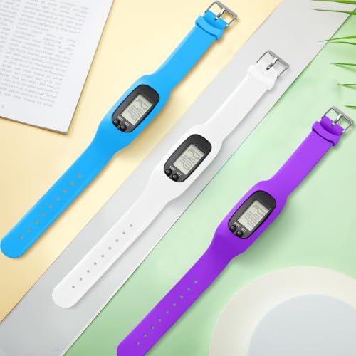 Kenning 3 Pcs Walking Running Pedometer Watch - color: Purple, Sky Blue, White
