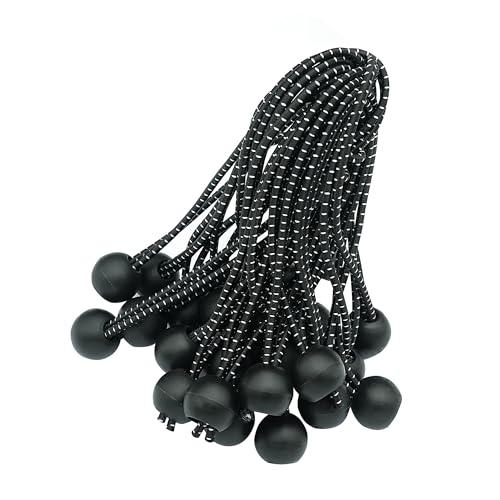 25 Pack Ball Bungee Cord, 9 Inch Heavy Duty Bungie Cord Balls, Black, Camping Usage, Indoor, Outdoor, Multifunctional, Waterproof, Prevent Breakage, UV Protection, Organizing, Securing. - size: 9 Inch - 25 Pcs
