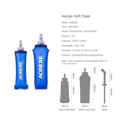 AONIJIE Soft Water Bottle, 2 Pack, 500ml - color: 2 Pcs - 500ml