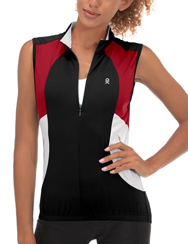 Little Donkey Andy Women's Half Zip Breathable Cycling Vests Reflective Sleeveless Jerseys Shirts Golf 4 Rear Pockets - color: Upgraded Black, size: Medium
