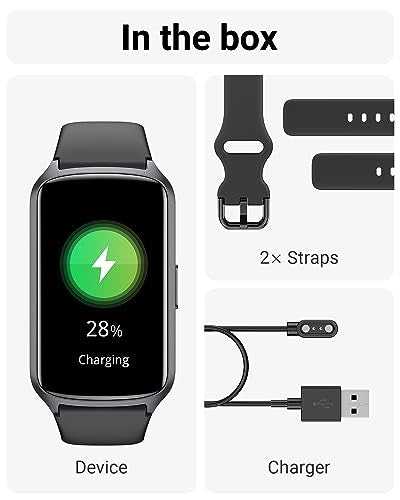Amzhero Health Fitness Tracker with 24/7 Heart Rate, Blood Oxygen, Blood Pressure, Sleep Tracker, 5ATM Waterproof Activity Trackers with Step Tracker, Pedometer (S & L Bands Included) - color: Spaceblack