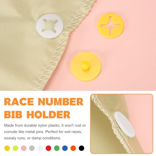 Running Bib Clips, 20Pcs Race Bib Holder, Race Number Buckle Fixing System for Runners, Marathon, Triathlon, Track and Field Events, Mixed Colors Fasteners, Secure Race Bib Attachment