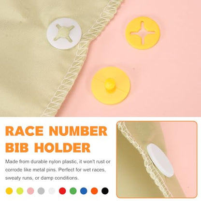 Running Bib Clips, 40Pcs Race Bib Holder, Race Number Buckle Fixing System for Runners, Marathon, Triathlon, Track and Field Events, Mixed Colors Fasteners, Secure Race Bib Attachment