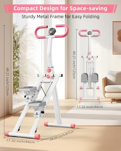 Stair Stepper for Home, Vertical Climber Workout Machine with Handlebar - color: Pink