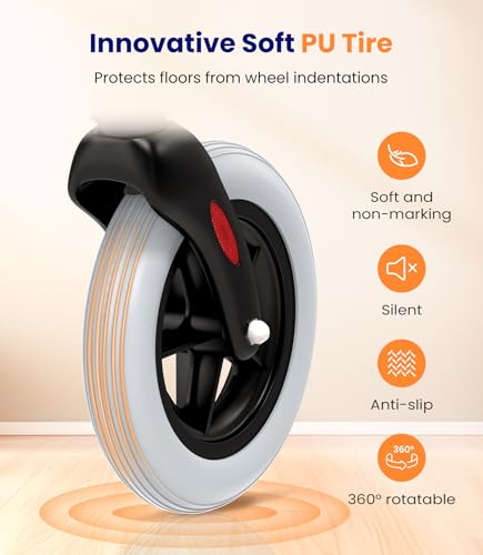 VOCIC Z32 Narrow Walkers for Small Spaces, 8" Quiet Anti-Slip Tires, Tray - color: Black