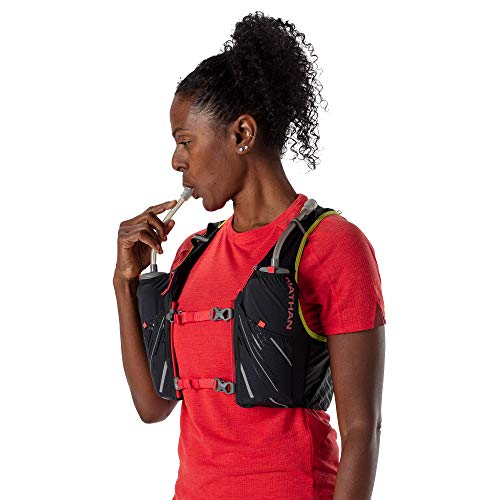 Nathan Pinnacle Hydration Running Vest Backpack for Trail Running & Marathon with Soft Flasks, Lightweight Water-Resistant Race Vest - color: Black / Hibiscus, size: XX-Small