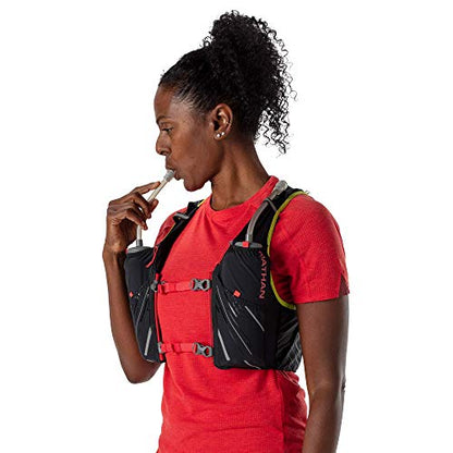 Nathan Pinnacle Hydration Running Vest Backpack for Trail Running & Marathon with Soft Flasks, Lightweight Water-Resistant Race Vest - color: Black / Hibiscus, size: XX-Small