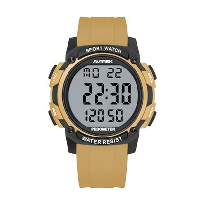 AVTREK Pedometer Watch for Walking Steps and Miles No Bluetooth/APP Needed - color: Coffee