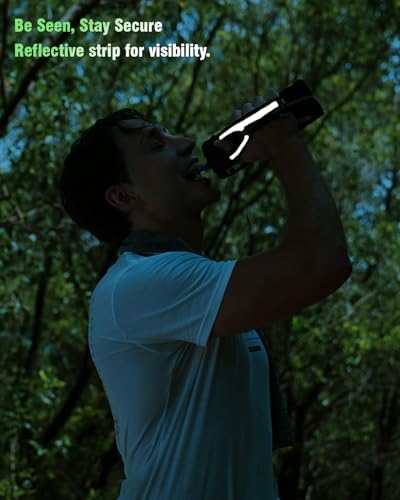Zelvot 17 oz Running Water Bottle Handheld with Phone Holder, Green