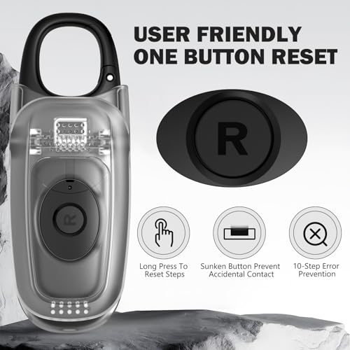3D Pedometer for Walking with Removable Clip and Carabiner Simple Step Counter for Walking Accurate Clip On Step Tracker for Men Women Kids - color: Black