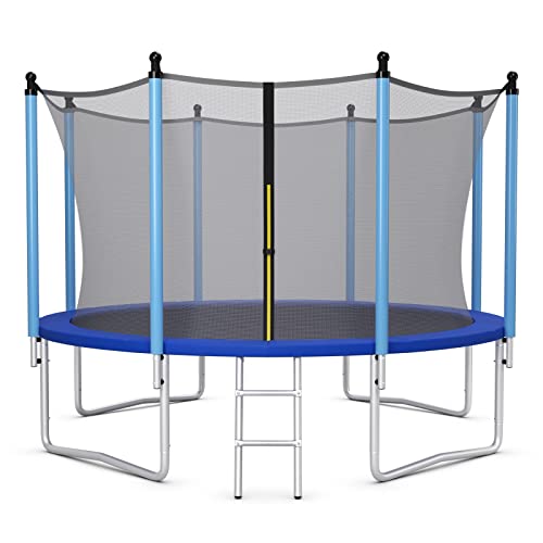 GYMAX Trampoline, 8FT 10FT 12FT 14FT 15FT 16FT Recreational Trampolines w/Safety Enclosure Net & Ladder - ASTM Certificated, Outdoor Trampoline for Kids and Adults - style: Internal-Net 14FT