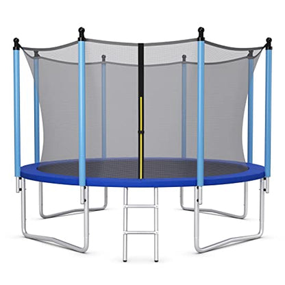 GYMAX Trampoline, 8FT 10FT 12FT 14FT 15FT 16FT Recreational Trampolines w/Safety Enclosure Net & Ladder - ASTM Certificated, Outdoor Trampoline for Kids and Adults - style: Internal-Net 14FT