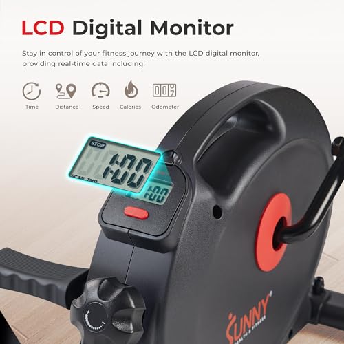 Sunny Health & Fitness Smart Mini Cycle, Under Desk Pedal Arm/Leg Exerciser - color: Black