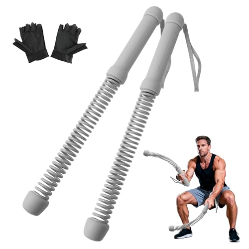 Ropeless Battle Ropes for Home Gym, 2-Pack 1.76LB Weighted Cordless Battle Ropes with Free Training Gloves, Quiet Apartment-Friendly Workout Equipment for HIIT, Cardio & Full Body Strength Training - color: Gray