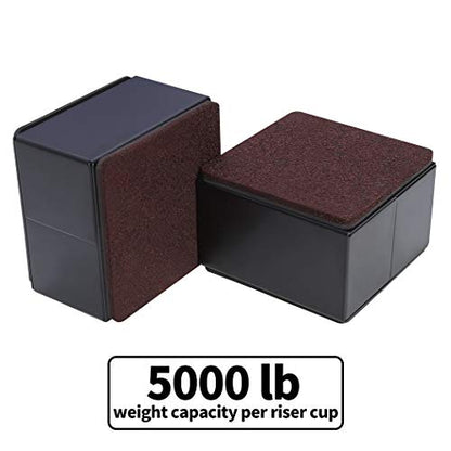Ezprotekt 2" Bed and Furniture Risers Heavy Steel Sofa Table Dresser Risers - color: Black, size: 2" x 3.15"