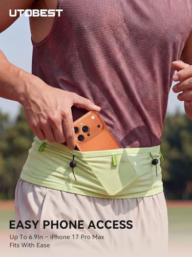 UTOBEST Running Belt for Men & Women, No Bounce Running Waist Pack, B7 Pro - color: Green, size: S(29.1-30.7")