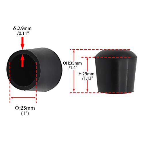 Flyshop Furniture Chair Leg Caps Round Black 25mm 1" 4PCS - style: Inner Diameter-25mm