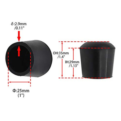 Flyshop Furniture Chair Leg Caps Round Black 25mm 1" 4PCS - style: Inner Diameter-25mm