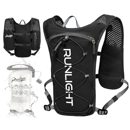 Runlight Running Vest for Women Men Lightweight Hydration Backpack Pack with 1.5L Water Bladder Bag Hydro Daypack for Hiking,Trail,Skiing,Camping,Cycling,Race,Marathon - color: Black