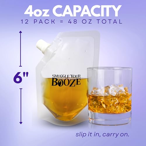 12-Pack Reusable Soft Flask Pouches with Funnel – Leak-Proof, BPA-Free Hidden Liquid Containers for Travel, Festivals, Cruises, Concerts, Outdoor Events – Lightweight & Portable