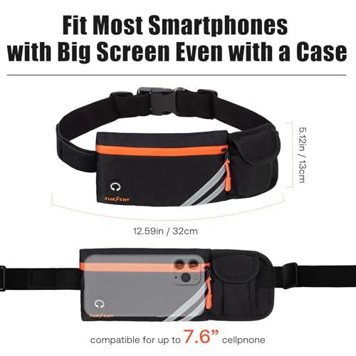 Running Belt with Water Bottle Holder: Detachable Bottle Pouch - Slim Running Belt - Large Capacity No Bounce for Walking(Bottles NOT Included)
