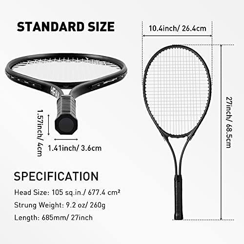HIRALIY 27-Inch Tennis Racket for Adults with Ball and Carry Bag - color: Light Black-1 Pack
