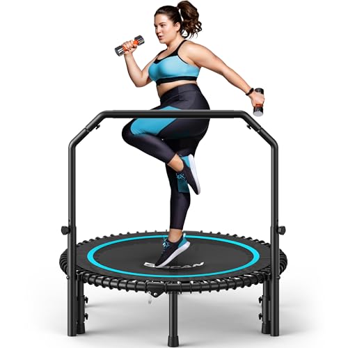 BCAN BT2 40/48" Rebounder Trampoline for Adults, Handle, Indoor, 450/550lbs - color: 40IN-BLUE, size: 40IN