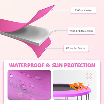 Kangaroo Hoppers Universal 12/14/15FT Trampoline Repalcement Safety Pad?Waterproof Surround Spring Foam Cover for Round Frame - color: Pink