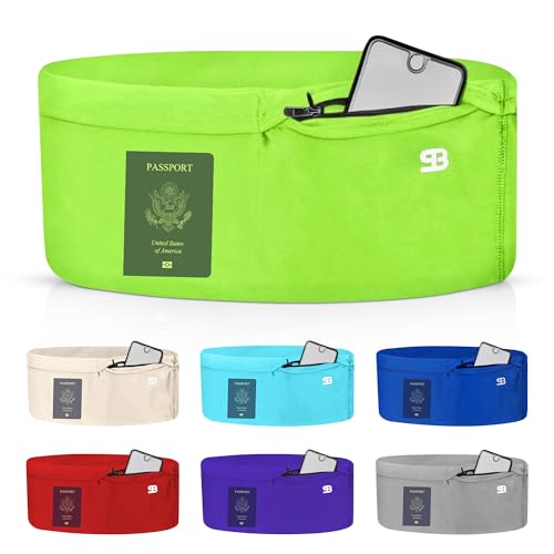 StashBandz Running Belt, Fanny Pack, & Money Belt, 4-Pocket Phone Holder - color: Neon Green, size: Small