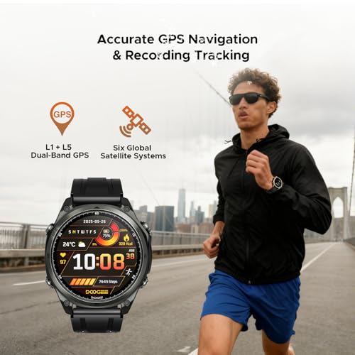 Anywise W1 GPS Smart Watches for Men, 6 Satellite Positioning, 50M Waterproof Fitness Tracker, 1.43'' AI Mens Smart Watch for Android Phone/iphone compatible,Answer/Make Call/12 Days Battery - color: Black - 3 Watch Bands