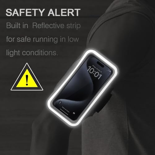 Slim Running Phone Armband for iPhone 17 16 15 14 Pro Max, Samsung Galaxy S26 S25 S24 S23 Ultra/Plus with Earphone Holder (Black, S) - color: Black, size: S