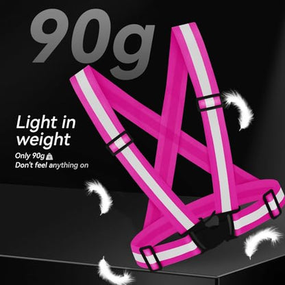 3PCS Reflective Vest Running Gear - color: Rose Red X3
